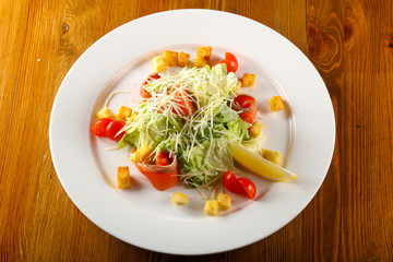 Caesar salad with salmon