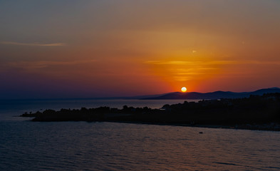 Sunset over Aegean sea, Sithonia, Greece