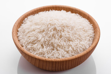 Jasmine rice on a white acrylic background