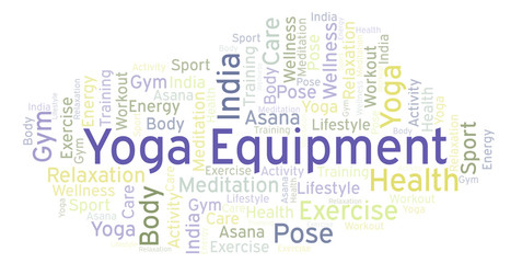Obraz premium Yoga Equipment word cloud.