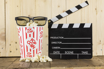 Movie Clapper Board With Popcorn