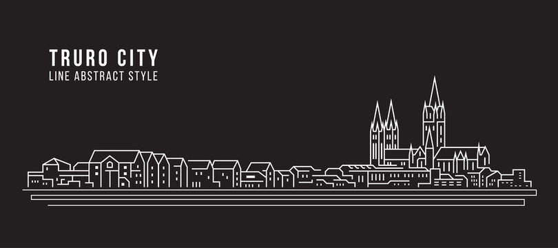 Cityscape Building Line art Vector Illustration design - truro city