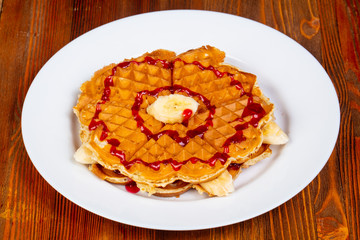 Waffle with banana