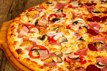 Pizza with sausages