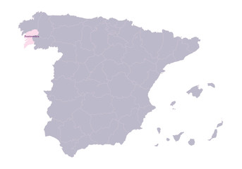 Spain map illustration. Pontevedra region