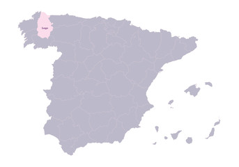 Spain map illustration. Lugo region