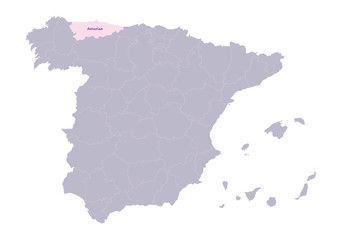 Spain map illustration. Asturias region