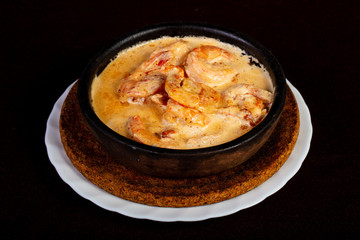 Baked prawn in cream sauce