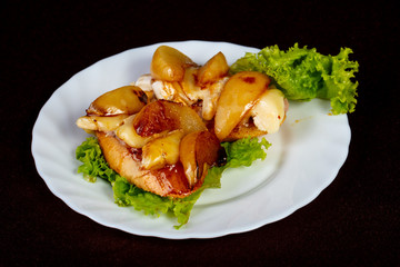 Bruschetta with cheese and pear