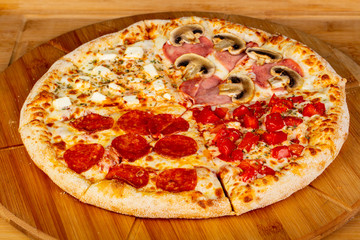 Pizza assortie with meat