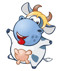  Illustration of a Cute Cow. Cartoon Character