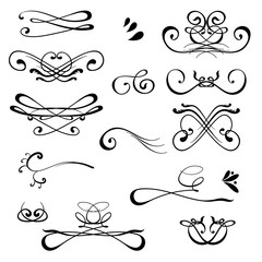 Vintage Calligraphic Design Elements. Set of Decors and Dividers. Old Vignette Collection. Decorative Ornamental Swirls.