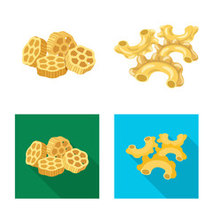 Vector illustration of pasta and carbohydrate logo. Collection of pasta and macaroni stock symbol for web.