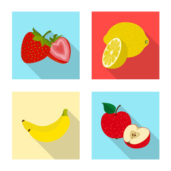 Vector design of vegetable and fruit icon. Set of vegetable and vegetarian vector icon for stock.