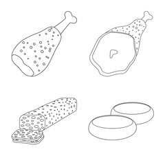 Vector design of meat and ham logo. Set of meat and cooking stock symbol for web.