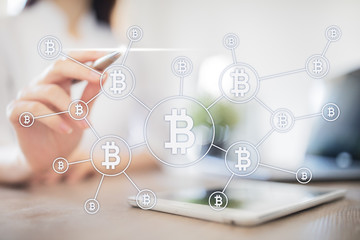 Bitcoin cryptocurrency. Financial technology. Internet money. Business concept.