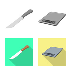 Isolated object of kitchen and cook sign. Set of kitchen and appliance stock vector illustration.