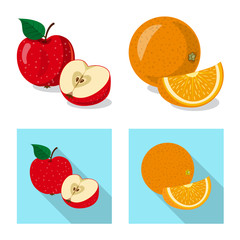 Vector design of vegetable and fruit symbol. Set of vegetable and vegetarian stock symbol for web.