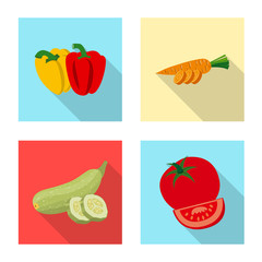 Vector design of vegetable and fruit logo. Set of vegetable and vegetarian stock vector illustration.