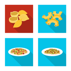Vector illustration of pasta and carbohydrate icon. Collection of pasta and macaroni stock symbol for web.