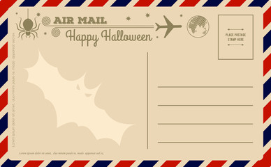 Vintage Halloween Postcard. Vector illustration.