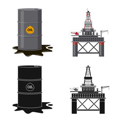 Vector illustration of oil and gas sign. Set of oil and petrol stock symbol for web.