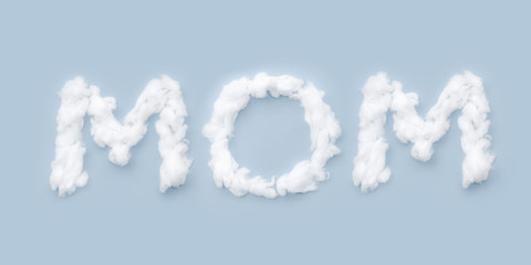 Mother's Day message and background of sky and clouds In shades of pastel blue tones.