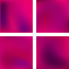 Fototapeta premium Set with abstract blurred backgrounds. Vector illustration. Modern geometrical backdrop. Abstract template. Pink, purple colors.