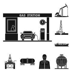 Vector illustration of oil and gas logo. Collection of oil and petrol vector icon for stock.