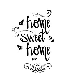 Hand Lettering Sweet Home with Decor Elements. Old Vintage Calligraphic Poster