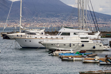 Fototapeta premium boats and yachts in the port of Naples