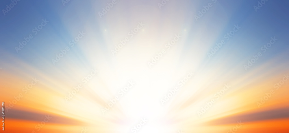 Wall mural background of colorful sky concept: dramatic sunset with twilight color sky and clouds