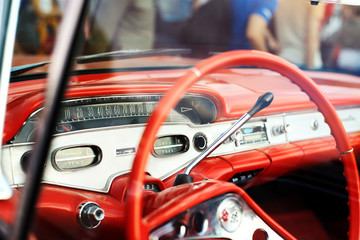 Front red panel of old retro car