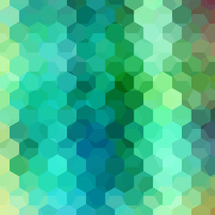 Fototapeta na wymiar Vector background with green, blue hexagons. Can be used in cover design, book design, website background. Vector illustration