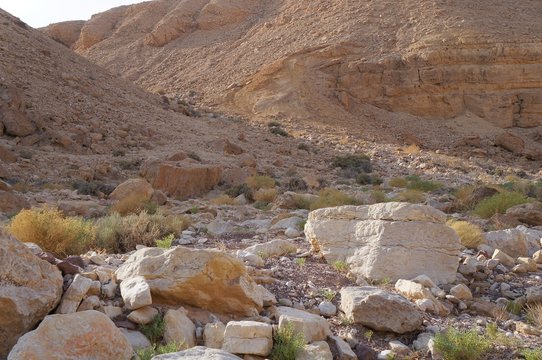 Red Canyon near Eilat in South Israel, Nahal Shani in last sunset light
