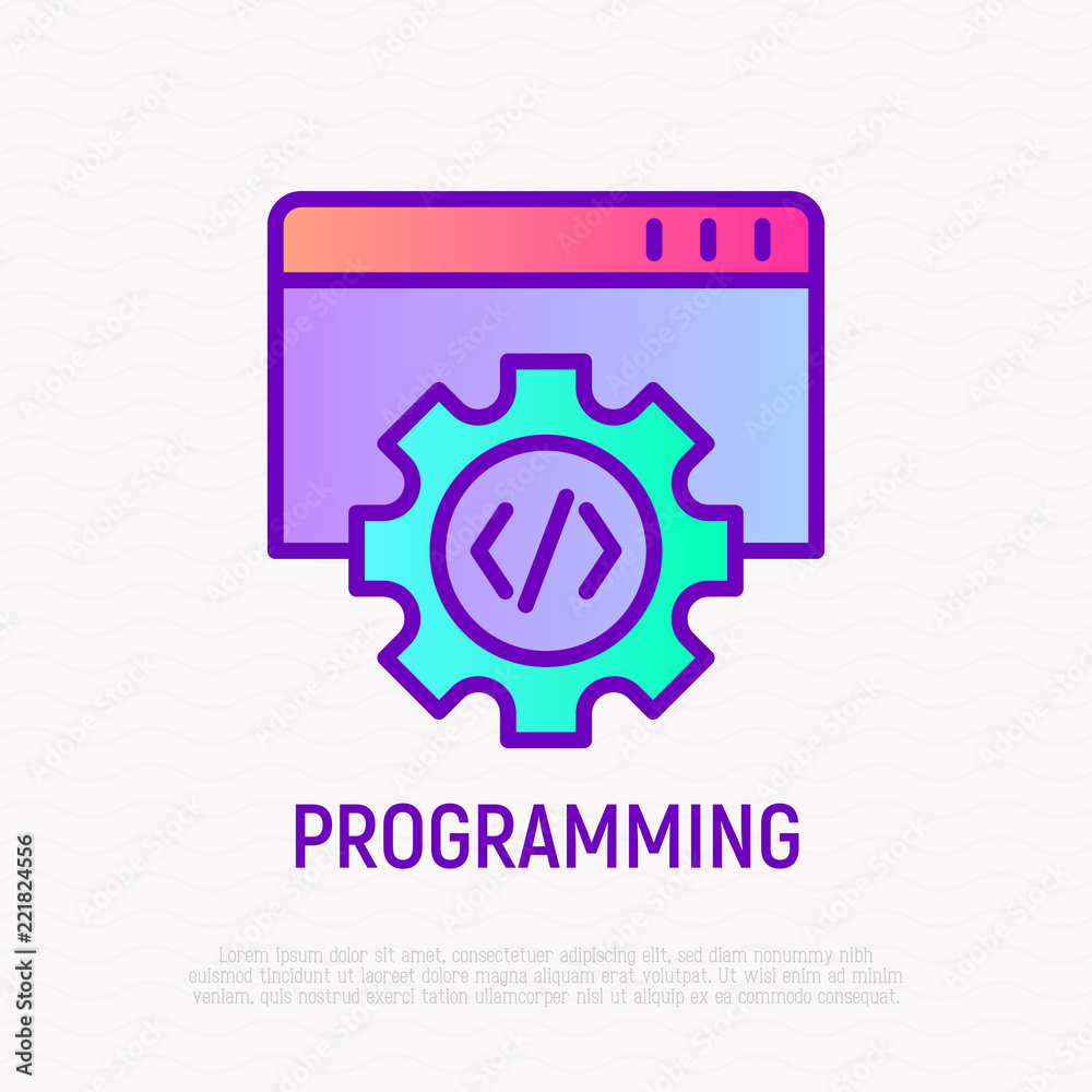 Wall mural programming thin line icon. modern vector illustration of wed page development.