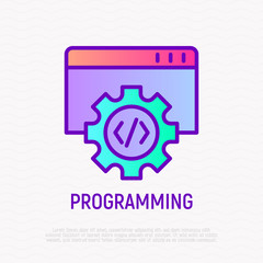 Programming thin line icon. Modern vector illustration of wed page development.