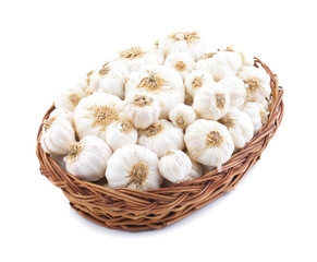 Pile of Fresh Organic Garlic Isolated on White Background