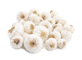 Pile of Fresh Organic Garlic Isolated on White Background