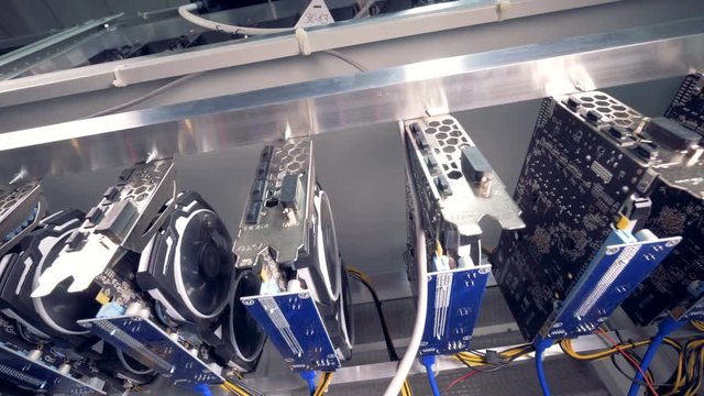 Virtual internet cryptocurrency mining concept.