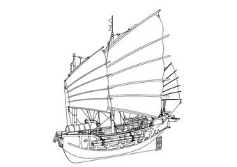 sketch of an old ship vector