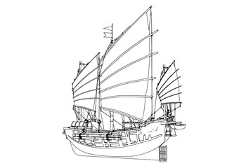 sketch of an old ship vector