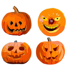Cute halloween pumpkins. Isolated on white background. Flat style vector illustration.