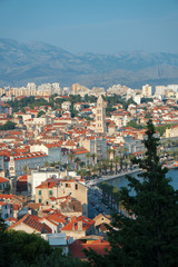 Naklejka na ściany i meble View of the old town of Split from Marjan Park.