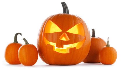 Halloween Pumpkins on white