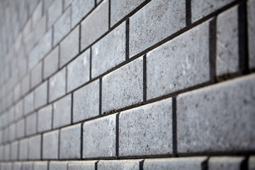 Brick wall side view with shallow depth of field.