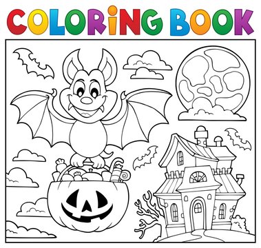 Coloring book Halloween bat theme 2