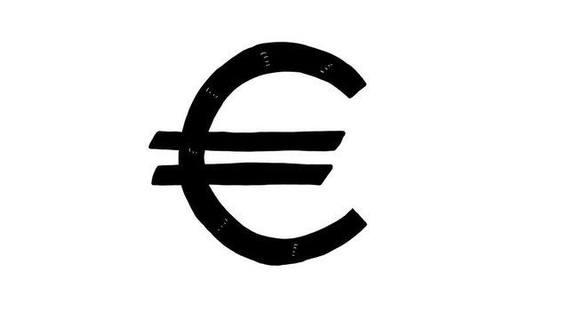 Hand drawn animation of euro currency sign. Currency sign animation