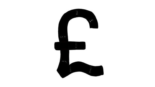 Hand drawn animation of England pound sign. Currency sign animation