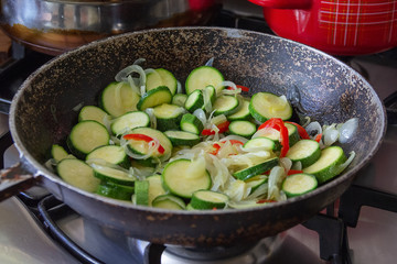vegetables in the pan